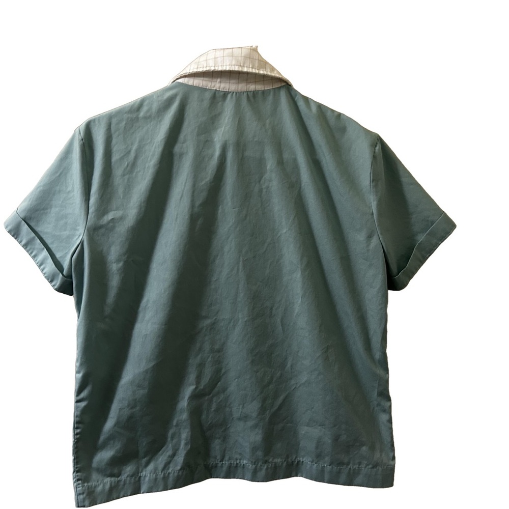 Animal Crackers Space Talk Berlin Buttondown Top Contrast Graph Print Pocket  S - Picture 6 of 6